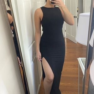Slit black maxi dress